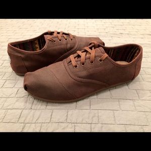 TOMS Brown Twill Lace-ups; Men’s 10.5
